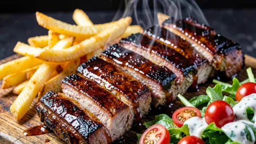 BBQ Ribs with Fries & Salad - Sample BBQ Ribs with Fries & Salad