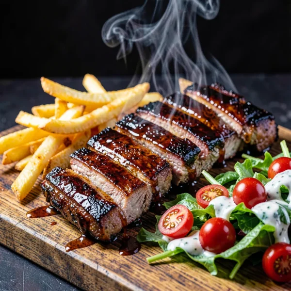BBQ Ribs with Fries & Salad