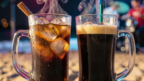Brewed Coffee, left iced, right hot Brewed Coffee, Hot or Iced