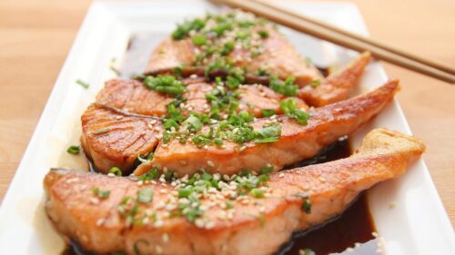 food, salmon, teriyaki, fish, nature, eat, dish, restaurant, meal, healthy, healthy meal, savory, food photography