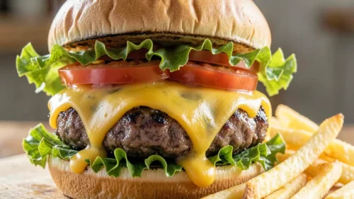 Beef Classic Burger with Fries - Sample Beef Classic Burger with Fries